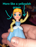 B.T.W. I noticed Cinderella’s Shoulders and Arms are green when you sunshine a bright like they look like this,I wonder why?