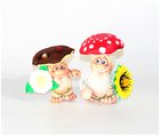 Mushroom dolls, textile soft sculpture artists.