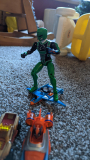 Green goblin toy at home: